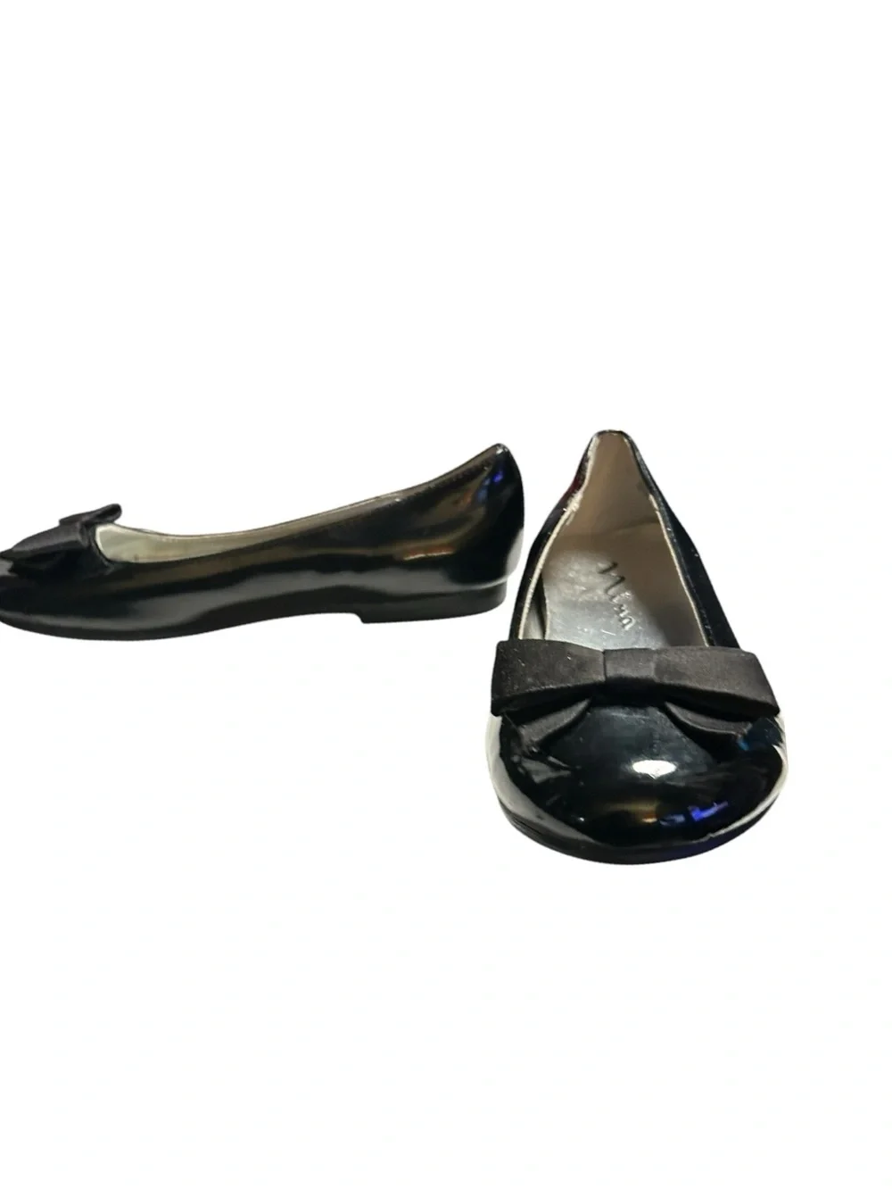 Nina Kids Pegasus Ballet Flats Black Patent Bow Dress Shoes Girls Size 5